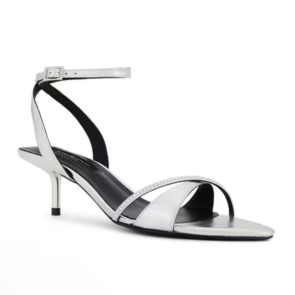 Tony Bianco Fortune Sandals Silver Nappa Metallic high heels strappy Revolve 5 - Picture 1 of 14